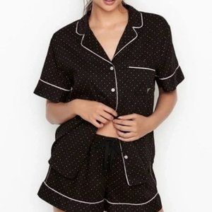 Victoria's Secret cotton black and pink dot pajama set